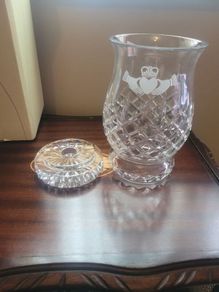 Galway Crystal Pillar Hurricane Candle Holder