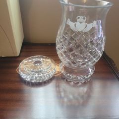 Galway Crystal Pillar Hurricane Candle Holder