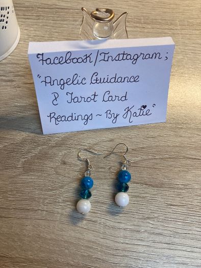 Handmade Glass Crystal And Mother Of Pearl Turquoise Earrings