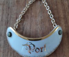 Vintage Meissner Limoges porcelain decanter label Port