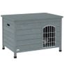 Wooden Dog House with Removable Bottom, Wire Door, Openable Top, Pet Shelter for Small Dog, 80 x 55 x 53.5cm, Dark Grey Image 2