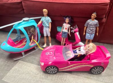 Barbie & friends, scooter , helicopter , car