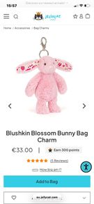 New Blushkin Blossom Bunny Bag Charm