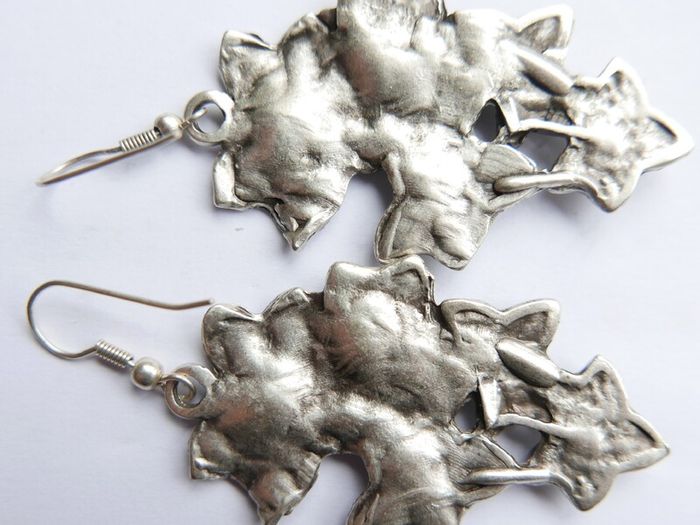 Poison ivy leaf earrings silver plated oxidized ivy leaf jewelry poison ivy antique look large silver
