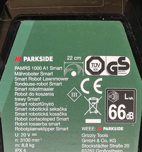 Robotic Lawnmower 20V Robotic Lawnmower Parkside 1000 A1