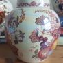 Stunning Rare Masons Ironstone Medium Sized (6.75 inch tall) Lidded Prunus Jar/Ginger Jar in the Fruit Basket Pattern, Plum/Muliticoloured Colourway with the Rare Iridescent Overglaze, Circa 1950, Mint/Cabinet Condition Image 9