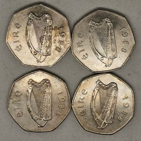 Ireland 1988 50p Dublin Millennium Uncirculated Coin Lot x4