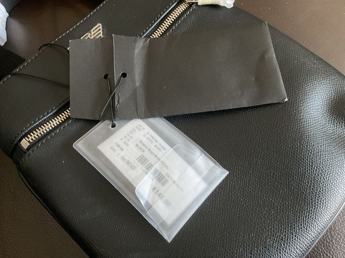 Emporio Armani Black Leather Messenger Bag