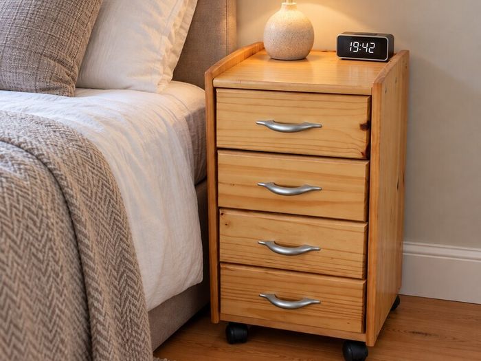 Solid Pine 4-Drawer Storage Unit on Wheels