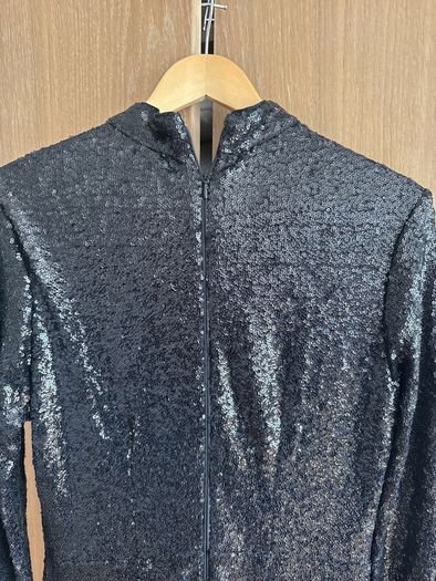 H&M black micro sequins long sleeve midi dress size 38 (12)