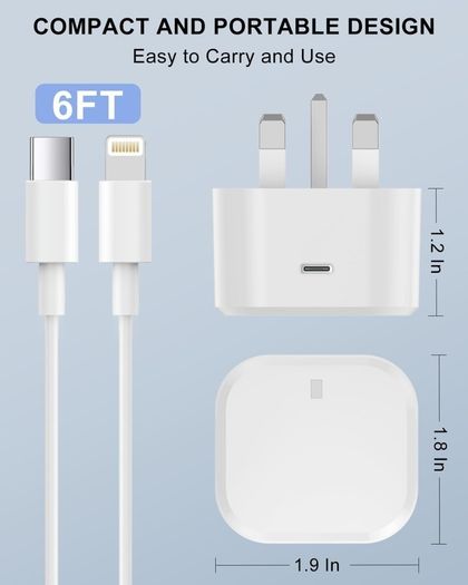 30W Fast Charger for iPhone,[MFi Certified] USB C Fast Charger Plug Power Adapter with 6FT Type C to Lightning Cable Compatible with iPhone 14/13/12/11 Pro/Pro Max/XS Max/XS/XR/X/SE/8/iPad and More