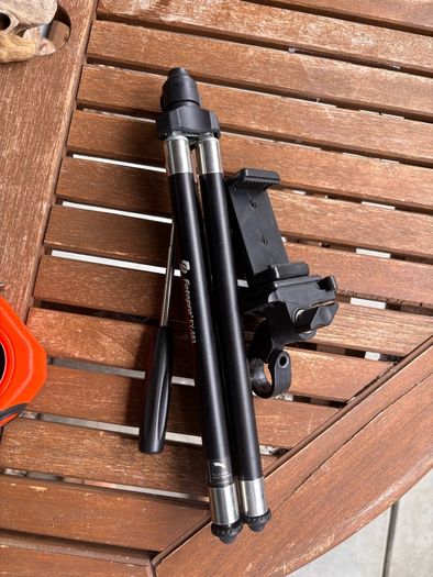 Lightweight tripod for phone or camera, with remote