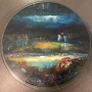 Original painting on a lazy Susan of City Lights on Dublin Bay by artist Helen Mathews Image 6