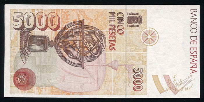 SPAIN - 5000 Pesetas 1992 Banknote P165 (aUNC)