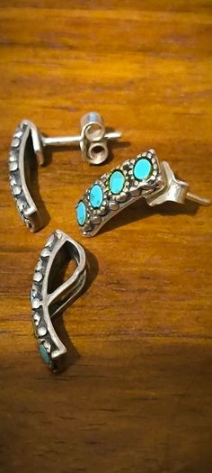 Silver  set with turquoise, Hallmarked