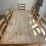 Solid oak dining table and 8 chairs with storage drawers Image 2