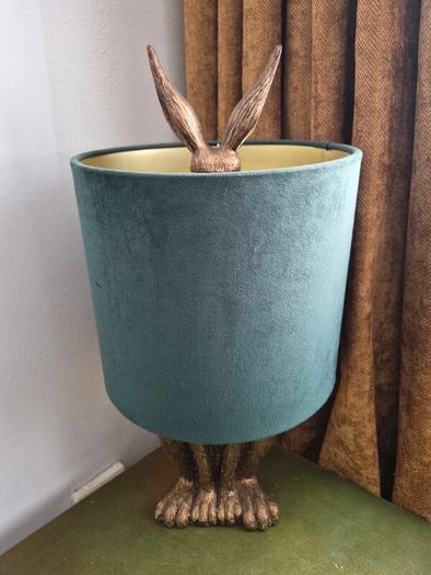 Green and gold bunny lamp