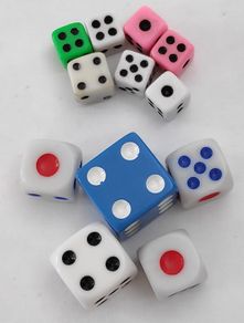 Colourful six-sided dice - 12pcs
