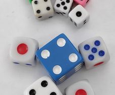 Colourful six-sided dice - 12pcs