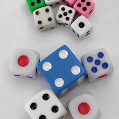 Colourful six-sided dice - 12pcs