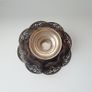 Vintage silver plated footed candy dish with repousse decoration Image 4