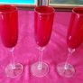 3 Piece Ruby Red Stemmed Swirl Champagne Flutes / Glasses Image 6