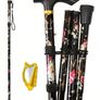 Folding Walking Stick, Black Floral Image 5