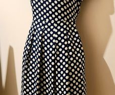 Navy and Cream Polka Dot Dress from Tenki size 8