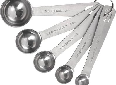 Stainless Steel Measuring Spoons, 5 Piece Set for Measuring Dry and Liquids
