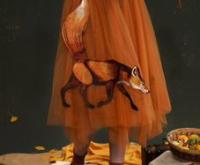 Original Designer Fox Embroidered Tulle Dress