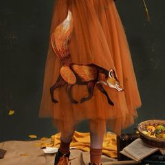 Original Designer Fox Embroidered Tulle Dress