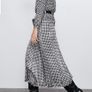 Zara midi black and white box pleated hundstooth skirt XS Image 3