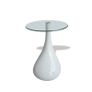 Coffee Table 2 pcs with Round Glass Top High Gloss White Image 3