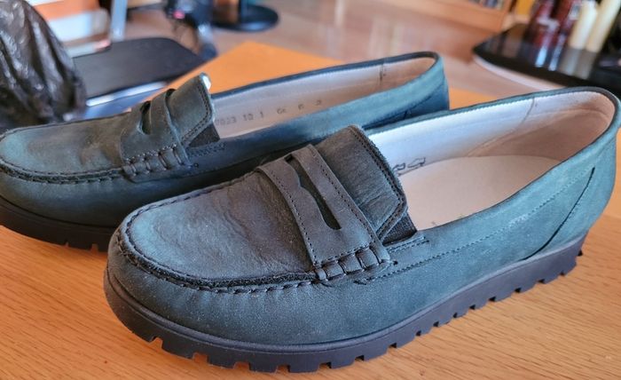 Waldlauefer Moccasins shoes in petrol blue size 6