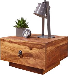Bedside Table Sheesham Solid Wood 40 x 40 x 25 cm Modern Bedside Chest of Drawer