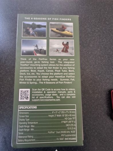 Fish trax 1c belly boat fish finder.