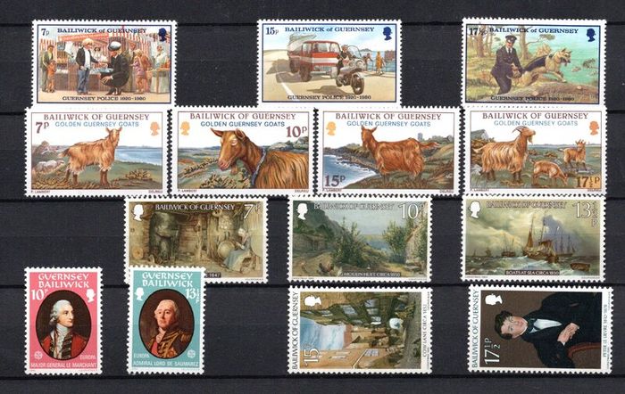 1980 Guernsey Commemorative Stamps Issued in 1980 Mint Never Hinged (MNH)