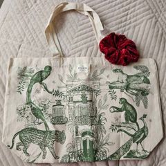 sezane tote bag and velvet scrunchie new