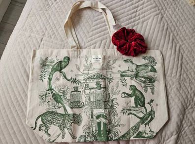 sezane tote bag and velvet scrunchie new