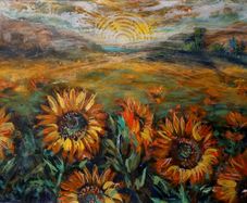 Sun-Kissed Sunflowers Original Acrylic Painting by ArtH2O