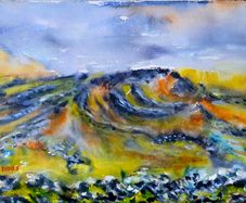 slieve rua the burren watercolour
