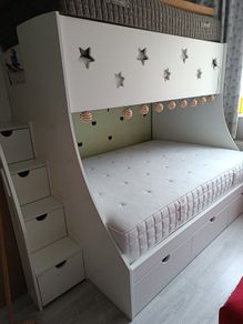 Double & Single Bunk Bed with Stairs