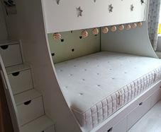 Double & Single Bunk Bed with Stairs