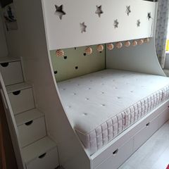 Double & Single Bunk Bed with Stairs