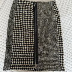 Riani Houndstooth Tweed Front-Zip Mini / Midi Skirt - Size DE 38 / UK 12