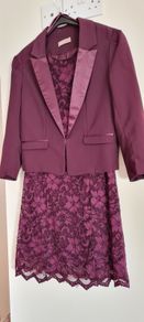 Burgundy/Aubergine lace dress and crop jacket
