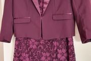 Burgundy/Aubergine lace dress and crop jacket