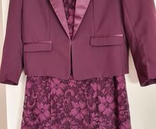 Burgundy/Aubergine lace dress and crop jacket