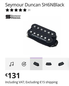 Seymour Duncan distortion humbucker pickup SH6 Neck Black