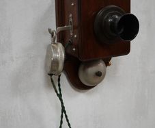 Antique British Wooden Wall Telephone